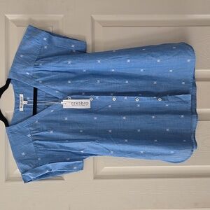 NWT Workshop Chambray Button Front Boho Blouse